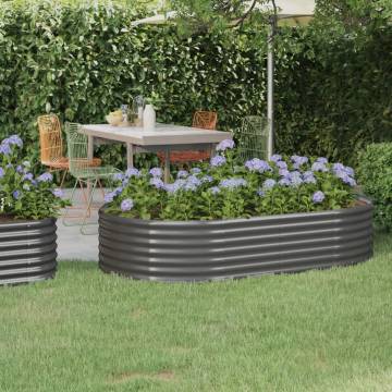 Garden Raised Bed Powder-coated Steel 175x100x36 cm - Grey