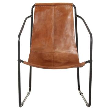 Relaxing Brown Leather Armchair - Vintage Style Comfort