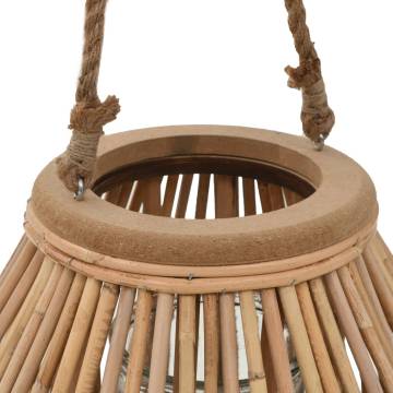 Hanging Candle Lantern Holder Wicker Natural | Hipomarket