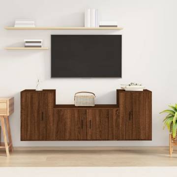 3 Piece TV Cabinet Set in Brown Oak | Stylish & Functional Design