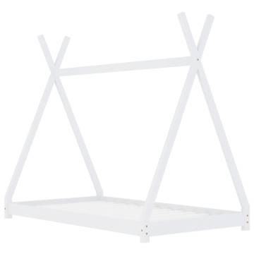 Kids Bed Frame White Solid Pine Wood 70x140 cm | HipoMarket