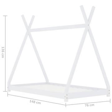 Kids Bed Frame White Solid Pine Wood 70x140 cm | HipoMarket