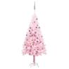 Artificial Pre-lit Christmas Tree with Ball Set Pink 150 cm PVC Colour pink and grey Size 150 x 75 cm Quantity in Package 1 Number of Branch Tips 