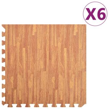 6 pcs Wood Grain EVA Foam Floor Mats | Hipomarket UK