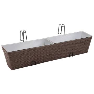 Balcony Trapezoid Rattan Planter Set - 2 pcs Brown | HipoMarket