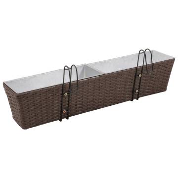 Balcony Trapezoid Rattan Planter Set - 2 pcs Brown | HipoMarket