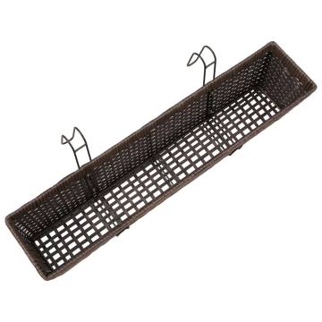 Balcony Trapezoid Rattan Planter Set - 2 pcs Brown | HipoMarket