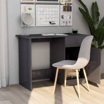 High Gloss Grey Desk - Sleek & Modern | HipoMarket UK