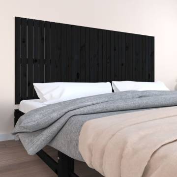 Wall Headboard Black - Solid Pine Wood | 204x3x90 cm