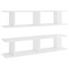 High Gloss White Wall Shelf - 2 Pieces | 90x18x20 cm