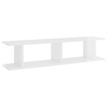 High Gloss White Wall Shelf - 2 Pieces | 90x18x20 cm