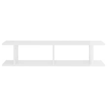 High Gloss White Wall Shelf - 2 Pieces | 90x18x20 cm