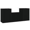 3 Piece Black TV Cabinet Set | Stylish Engineered Wood Design