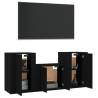 3 Piece Black TV Cabinet Set | Stylish Engineered Wood Design