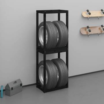 Tire Rack Black 63x40x180 cm Solid Wood Pine | HipoMarket