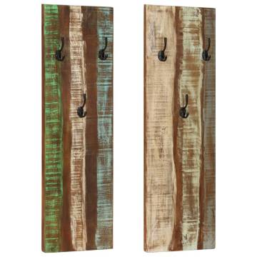 Wall-Mounted Coat Racks - 2 pcs Solid Reclaimed Wood