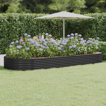 Garden Raised Bed Anthracite 373x140x36 cm - Durable Steel Planter