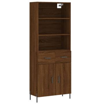 Stylish Highboard in Brown Oak - 69.5x34x180 cm