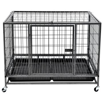 Heavy Duty Dog Cage with Wheels - Steel 98x72x77 cm