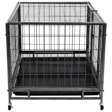 Heavy Duty Dog Cage with Wheels - Steel 98x72x77 cm