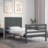 Bed Frame with Headboard Grey 90x200 cm Solid Wood Colour grey Size 90 x 200 cm 