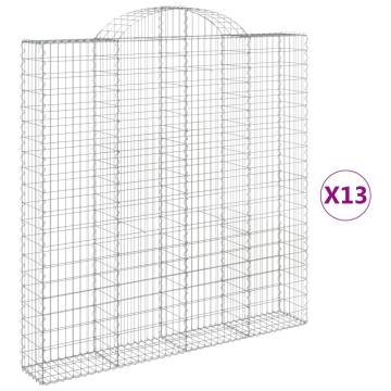 Arched Gabion Baskets - 13 pcs Galvanised Iron Garden Barriers