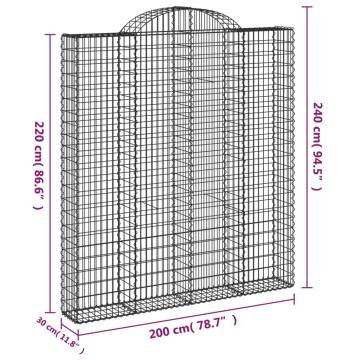 Arched Gabion Baskets 11 pcs - Durable & Decorative Garden Barrier