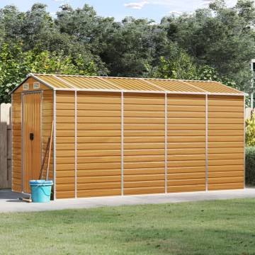 Light Brown Garden Shed - 191x385x198 cm Galvanised Steel