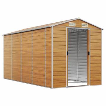 Light Brown Garden Shed - 191x385x198 cm Galvanised Steel