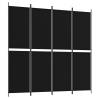 4-Panel Room Divider Black - 200x200 cm Fabric | Hipomarket