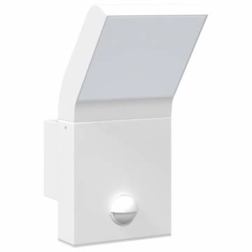 Outdoor LED Wall Lights with Sensors - 2pcs White Aluminium