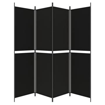 4-Panel Room Divider Black - 200x200 cm Fabric | Hipomarket