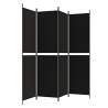 4-Panel Room Divider Black - 200x200 cm Fabric | Hipomarket