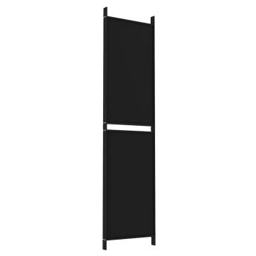 4-Panel Room Divider Black - 200x200 cm Fabric | Hipomarket