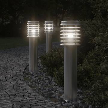 Outdoor Floor Lamps 3pcs Silver 60cm Stainless Steel - Hipomarket