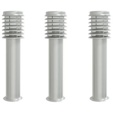 Outdoor Floor Lamps 3pcs Silver 60cm Stainless Steel - Hipomarket