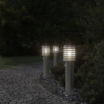 Outdoor Floor Lamps with Sensors - 3pcs Silver 60cm