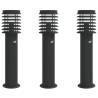 Outdoor Floor Lamps with Sensors - 3pcs Black 60cm Stainless Steel