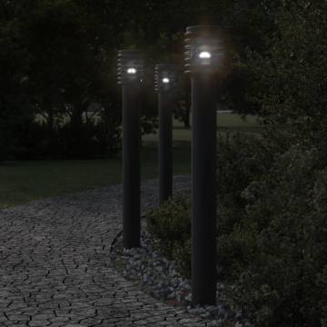 Stylish Outdoor Floor Lamp with Built-in Outlet - 110cm Black