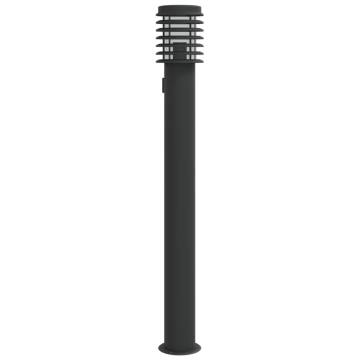 Stylish Outdoor Floor Lamp with Built-in Outlet - 110cm Black