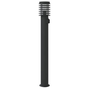 Stylish Outdoor Floor Lamp with Built-in Outlet - 110cm Black