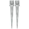 Ground Spikes 2 pcs Silver 14x14x91 cm Galvanised Steel Colour silver Quantity in Package 2 