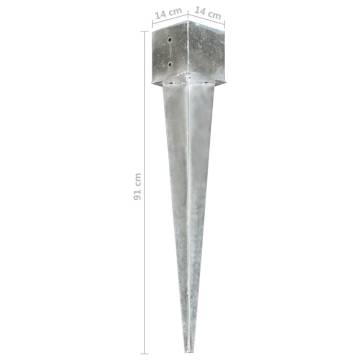 Ground Spikes 2 pcs Silver - Durable Galvanised Steel