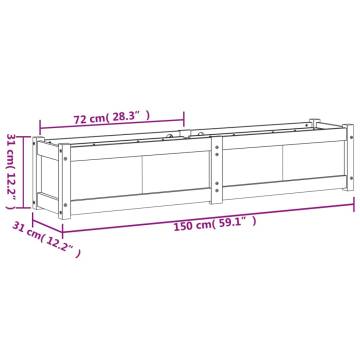 Garden Planter Wax Brown 150x31x31 cm - Solid Wood Pine