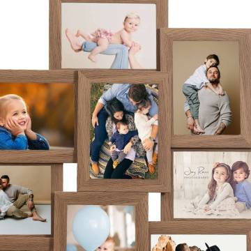 Collage Photo Frame for 10x15 cm Pictures - Light Brown MDF