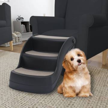 Folding 3-Step Dog Stairs - Black | Hipomarket