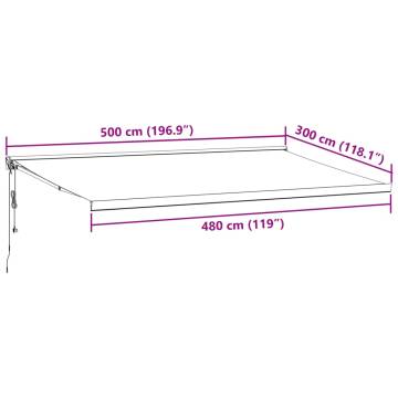 Retractable Awning Anthracite & White - 5x3m Fabric & Aluminium