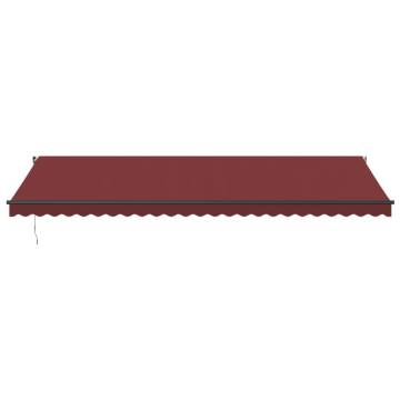 Burgundy Manual Retractable Awning with LEDs - 600x300 cm