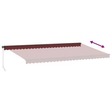 Burgundy Manual Retractable Awning with LEDs - 600x300 cm