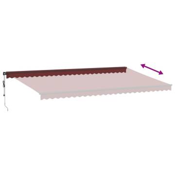 Automatic Retractable Awning with LEDs - Burgundy 600x300 cm